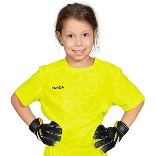 Image of FORZA Kids' Short Sleeve Goalkeeper Jersey [4 Colours] | Football Goalie Shirts for Boys & Girls - Ages 5-14 (UK, Age, 7 Years, 8 Years, Regular, Fluro Yellow)