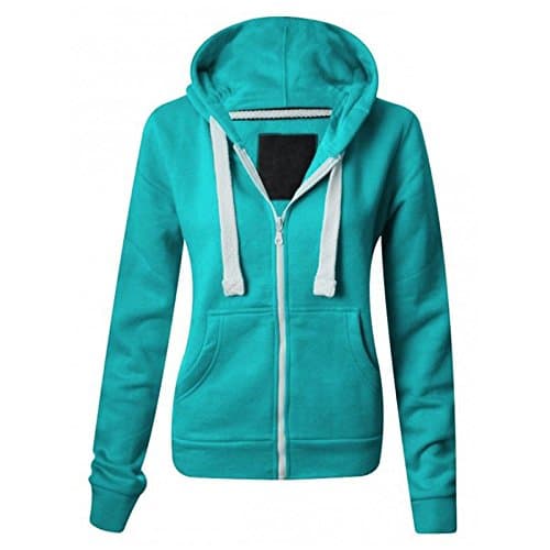 Image of Parsa Fashions ® Ladies Plain Hoodie Womens Long Sleeves Zip Hoodie Zipper TOP Hooded Jacket with Pockets Warm Soft Comfortable and Stretchy X-Large (UK-14), Mint