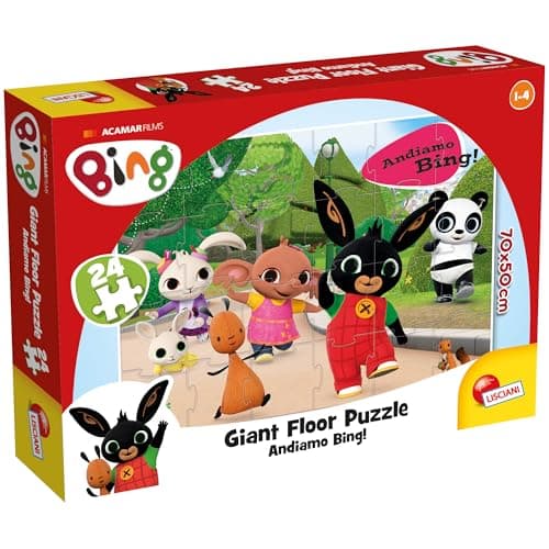 Image of Lisciani - BING GIANT FLOOR LET’S GO PUZZLE - 24-Piece Floor Puzzle for Toddlers Age 3+ - Featuring Bing on the Move - Large Size for Easy Handling - Encourages Motor Skills & Observation