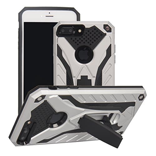Image of MILAN NICE Phone Case for iPhone 7 Plus/8 Plus Heavy Duty Protective Hard Cover Shockproof Certified with Drop Tested with Smartphone Kickstand (Silver)