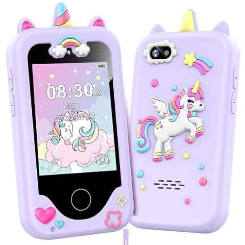 Image of Kids Smart Phone for Girls, Christmas Birthday Gifts for Girls Age 3-10 Kids Toys Cell Phone, 2.8" Touchscreen Toddler Learning Play Toy Phone with Dual Camera, Game, Music Player, 8GB Card Purple