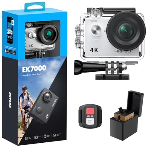 Image of AKASO EK7000 4K30FPS Action Camera - 20MP Ultra HD Underwater Camera 170 Degree Wide Angle 98FT Waterproof Camera with Accessory Kit - Silver