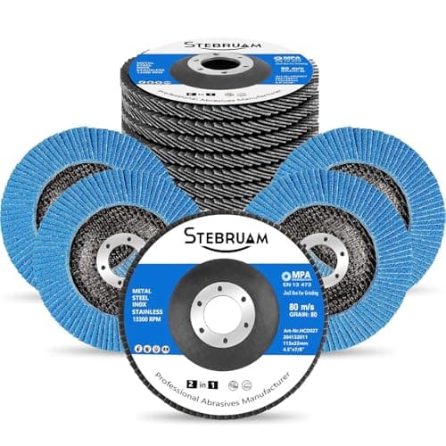 Image of STEBRUAM 12 Pack 115mm Flap Discs 80 Grit,Professioanl T29 Zirconia Grinding Disc for Sanding Metal Stainless Steel Wood