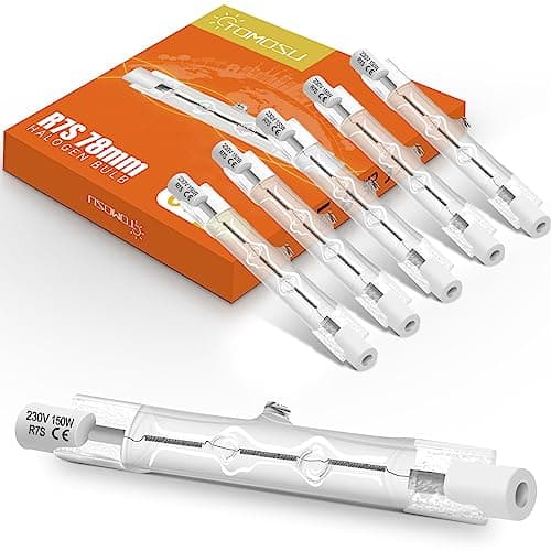 Image of Tomosu R7s Halogen Bulb 78mm 150W, Dimmable 230V 2880LM 2800K Warm White J78 Security Light Bulb Linear Floodlight Bulbs 6 Pack