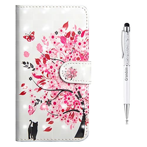 Image of Grandoin Galaxy S8 Plus Case, Premium PU Leather Magnetic Flip Cover with Card Slots Holders [Soft Silicone Inner] Bookstyle Wallet Case For Samsung Galaxy S8 Plus (Pink Tree)