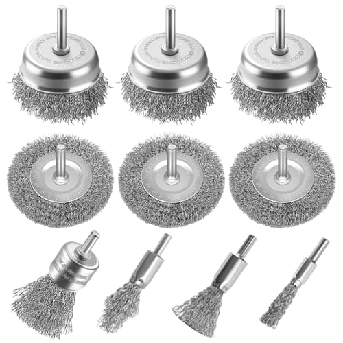 Image of MIVITOOM 10-Piece Drill Brush Set - Metal Wire Wheel & Cup Brush Kit with 1/4 Inch Shank, Wire Brushes Drill Attachment for Rust Removal, Stripping & Abrasive Cleaning