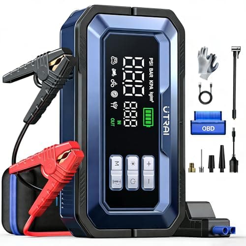 Image of Car Jump Starter Power Bank,UTRAI 7000A Battery Booster Power Pack with Air Compressor,OBD II Scanner,160W DC Output,2000 Lumens LED,18W Fast Charging,Portable for All Gas/14L Diesel/Hybrid