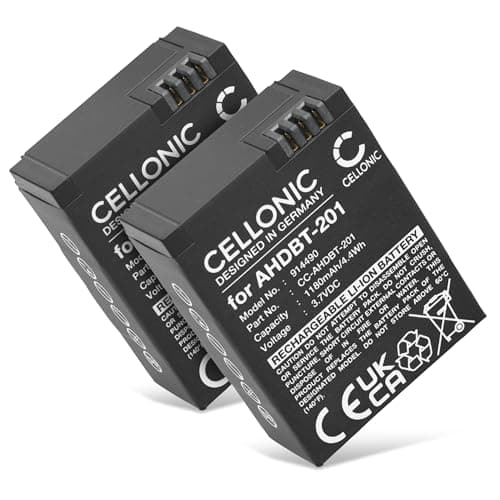 Image of CELLONIC, Battery for Camera compatible with GoPro Hero 3, 3 Black, 3plus, 3 Silver, 3 White (3.7V, 1180mAh) 2 Pieces