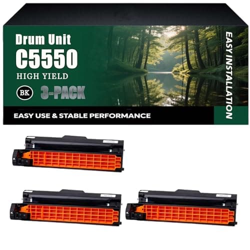 Image of C5550 Drum Unit Work for Okidata OKI C5550 MFP C5800 C5800dn C5800n C5900 C5900cdtn C5900dn C5900dtn C5900n Printers, High-Capacity 30000 Pages, Clear lines (3 Pack Black)