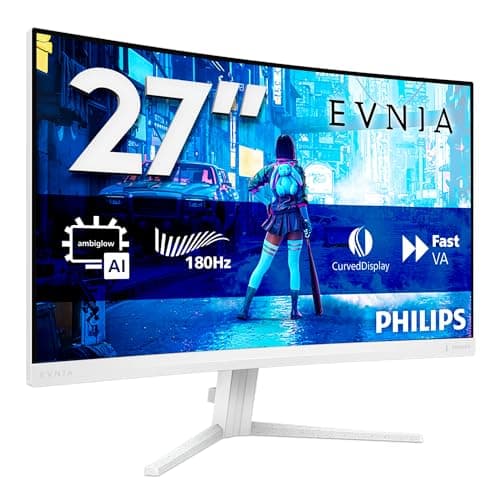 Image of Philips Evnia 27M2C5201L - 27 inch FHD Curved Gaming Monitor, 180 Hz, 1 ms GtG, FreeSync Prem. (1920x1080, 2x HDMI 2.0, 1x DP 1.4) white