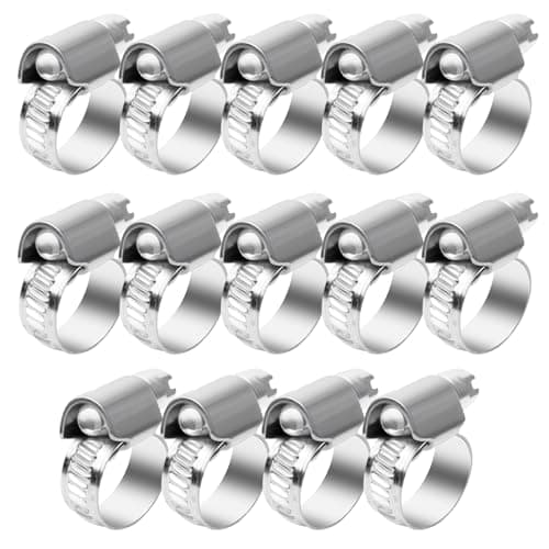 Image of YFLeomry 14 Pack Stainless Hose Clamps, Adjustable Hose Clips, Jubilee Clips 8-16mm for Securing Pipes, Vents, Drains, Exhaust and Water Systems