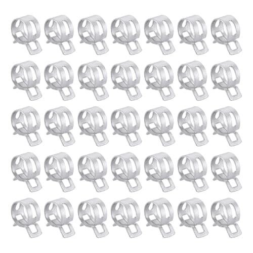 Image of sourcing map 50pcs Spring Band Type Hose Clamps 12mm Fuel Line Hose Spring Clip Silicone Vacuum Hose Pipe Clamp Low Pressure Tube Clip Fastener, Silver