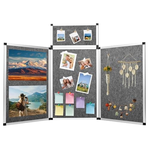 Image of Nisorpa Exhibition Panel Display Kit,3+1 Trade Show Presentation Board with Clip-on Header & Bag Panel Trifold Poster Board Single Sided Art Display Panels for Schools,Exhibitions,Healthcare- Gray