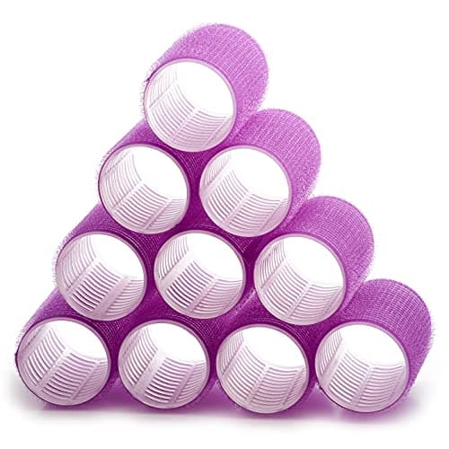 Image of KHEERANA 10 Self Grip Black Hair Rollers Medium Curlers For Short & Long Hair Salon Hairdressing Curler Self Holding DIY Roller (44MM, 44MM)
