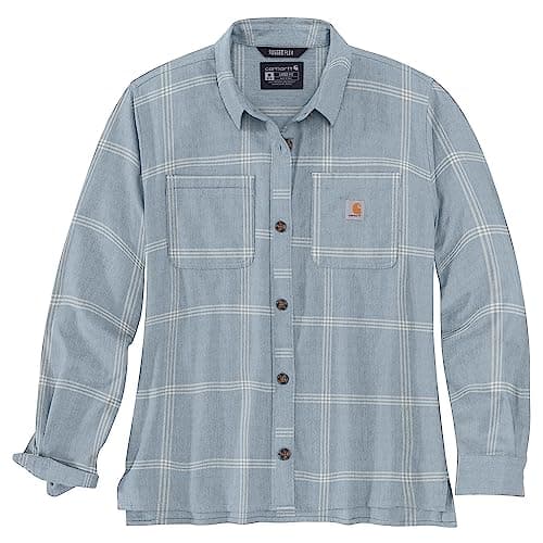 Image of Carhartt Women's 105989 Women's Rugged Flex Loose Fit Midweight Flanne, Neptune, M