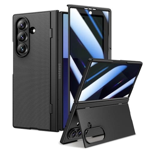 Image of Doeshine for Samsung Galaxy Z Fold 7 Case with Anti-Peep Screen Protector & Hidden Kickstand, Wireless Charging, Slim Fit Stylish Texture Non-Slip Hard Shockproof Protective Cover (Anti-Peep Black)