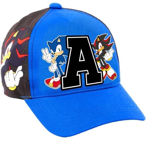 Image of Sonic The Hedgehog Personalised Baseball Cap for Boys Letter Personalisation Adjustable Kids Snapback Hat 100% UV Protection Summer Holiday Cap Blue Age 5-12 Years