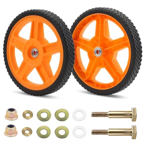 Image of Metalsuberg 2 x 12" Hand Pusher Lawnmowers with Wheel and Bolts Thick Washers Fits Most Lawn Mower Trucks Hand Carts/Tillers/Generators