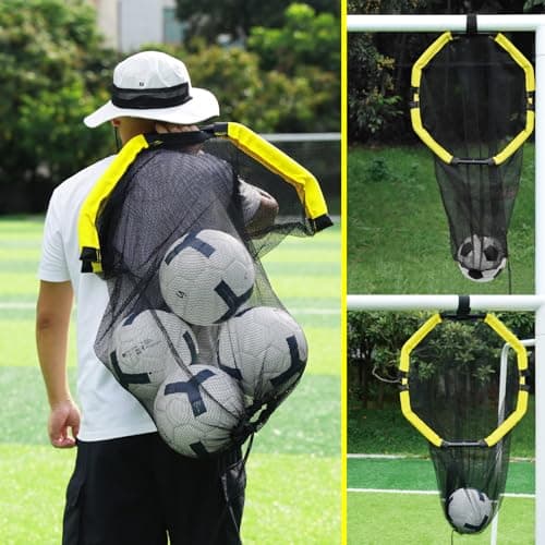Image of Happy Jump 3-in-1 Football Target Net and Portable Ball Bag, Easy to Attach Soccer Training Equipment with Upgraded Metal Tubes for Accuracy Practice