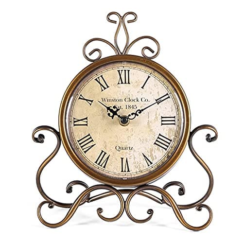 Image of HZDHCLH Roman Table Clocks Silent Non Ticking Roman Retro Art Desk Clock for Living Room Bedroom Office（28 cm Height ）