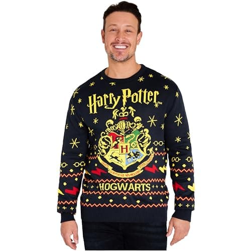 Image of Harry Potter Jumper for Men M-2XL, Hogwarts Christmas Sweatshirt & Winter Top, Soft Durable Warm & Lightweight, Gifts for Men (L, Navy)
