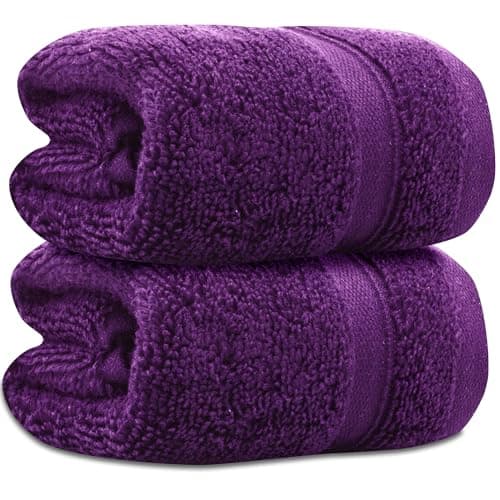 Image of Towelogy Zero Twist Face Cloths 33x33cm - 100% Egyptian Cotton Washcloths Absorbent & Super Soft Hotel Quality Towels | Oeko-Tex Certified (2, Plum Purple)