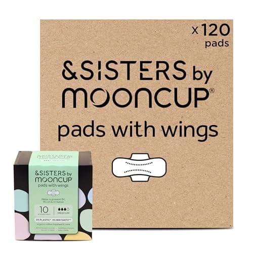 Image of &SISTERS by Mooncup® Medium Flow Pads with Wings, 100% Organic Cotton, 120 Pads