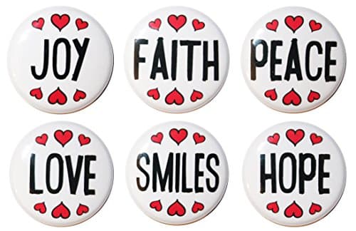 Image of Button Zombie Set of 6 Love & Peace ect Fridge Magnets - 1" (25mm)