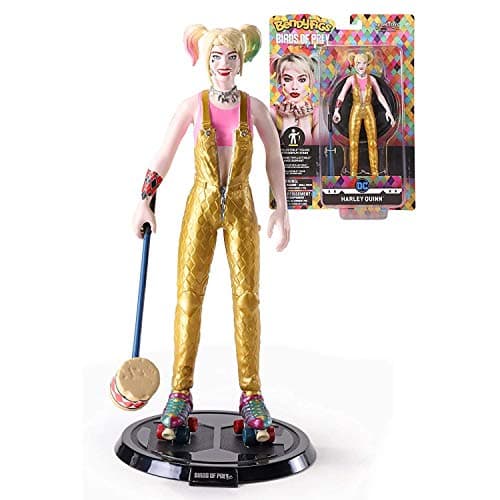 Image of BendyFigs The Noble Collection DC Comics Harley Quinn - 7.5in (19cm) Noble Toys Bendable Posable Collectible Doll Figure With Stand