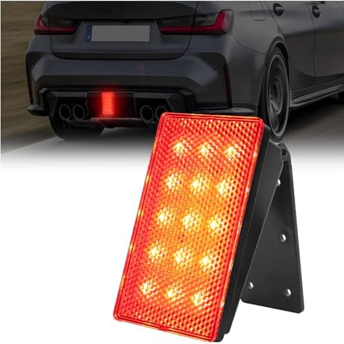 Image of Biqing 1PC Square Car Rear Brake Light Red,Universal 12V Auto Rear Brake Lamp 15LED F1 Style Car Rears Spoiler LED Brakes Lights Tail Light(2 Modes)