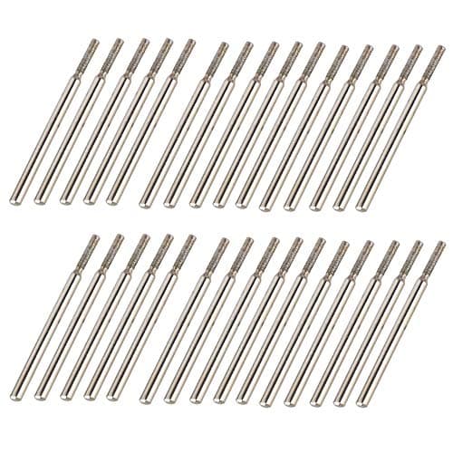 Image of BQLZR Silver 3mm Shank 2mm Cylinder Point Diamond Coated Tipped Rotary Burr Glass Drill Bit Pack of 30