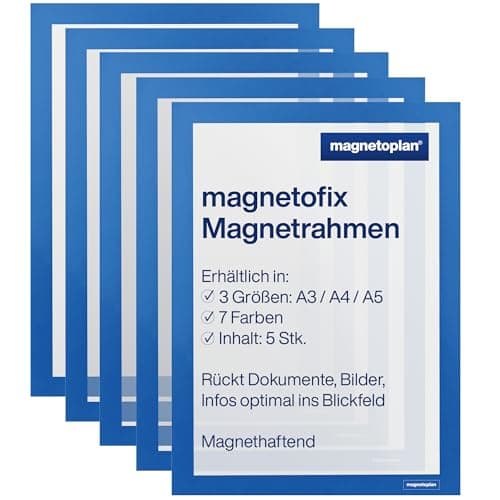Image of magnetoplan 1130403 Magnetofix Magnetic Frame A3 Pack of 5), Blue
