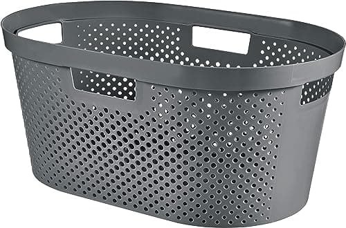 Image of Curver Laundry Basket, 40L, Recycled Plastic, Anthracite Grey