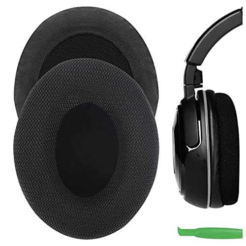 Image of Geekria Comfort Mesh Fabric Replacement Ear Pads for Turtle Beach Ear Force XP 500/400/ 300, XO FOUR/THREE/ONE Gaming Headphones Ear Cushions, Repair Parts (Black)