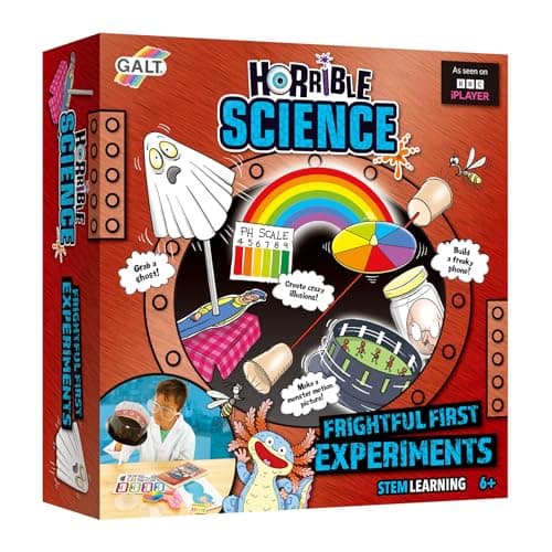Image of Galt Frightful First Experiments - Horrible Science Craft Kit for Kids, Fun STEM Science Set with 18 Experiments Included for Children - Educational Gift for Girls and Boys Ages 8 Years Plus