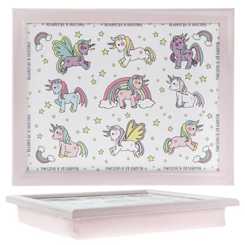 Image of The Leonardo Collection Little Stars Unicorn Laptray Small For Food Serving & Breakfast | Comfortable Lap Trays With Bean Bag Cushion | Durable Laptrays For Eating On Lap For Adults