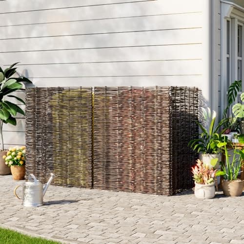 Image of Warmiehomy Wheelie Bin Screen Willow Wheelie Bin Hideaways Triple Wheelie Bin Storage Outdoor Bin Shed 3 Wheelie Bins Screen
