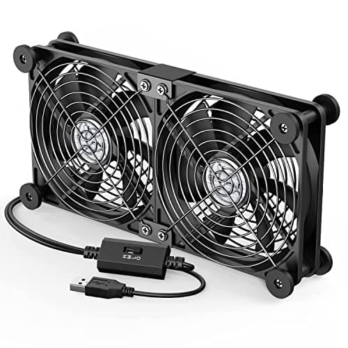 Image of ELUTENG Computer Fan 120mm Dual Row 2 in 1 with 3 Adjustable Speed USB PC Fans 5V Electronics USB Cooling Fan with 8 Shock-Absorbing Feet for Cabinet/Router/PS5/Laptop/TV Box