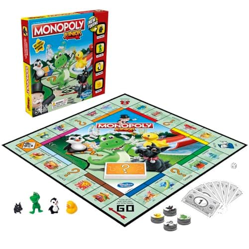 Image of Monopoly Junior Game, Monopoly Board Game for Kids, Family Game for 2-4 Players, Multicolor