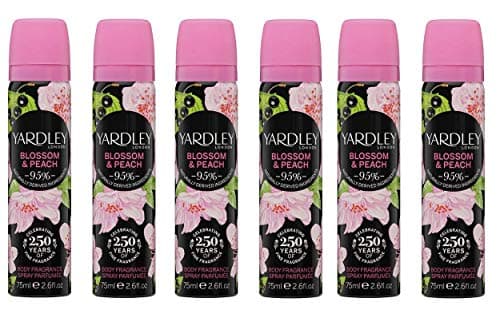 Image of Pack of 6, Yardley Of London Blossom & Peach Deodorising Body Spray 75ml