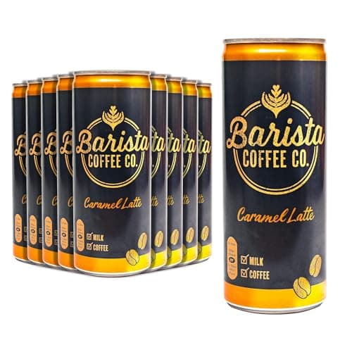Image of Barista Coffee Co. Medium Roast Caramel Latte Iced Coffee Drink Tin Can , Ready To Drink, 250 ml (Pack of 12)