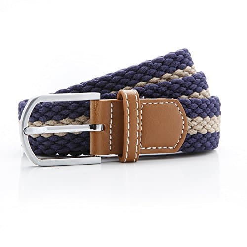 Image of Asquith & Fox Unisex Asquith and Fox Stripe Braid Stretch Belt Belt, Multicolour (Navy/Khaki 000), 38 (Manufacturer Size:One Size)