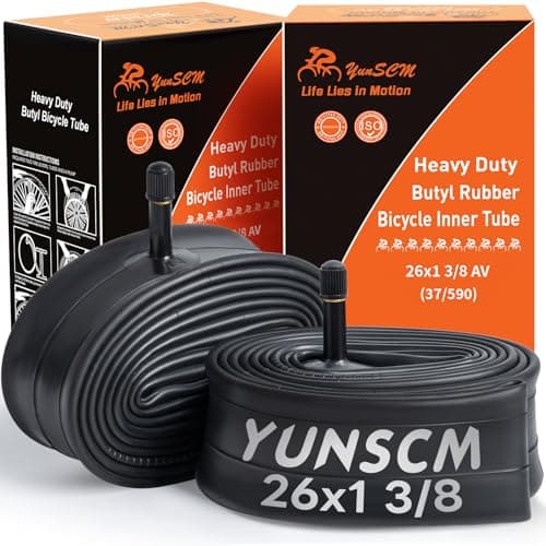 Image of YunSCM 2PCS 26" Heavy Duty Inner Tubes 26x1 3/8 37-590 26inch Bike Tubes AV32mm Schrader Tube, Compatible with 26 x 1 3/8 26 x 1-3/8 Wheelchair Bicycle Tyres