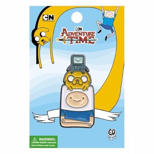 Image of C&D Visionary Adventure Time Finn + Jake + BMO Metal Lapel Pin, White, Yellow, Blue