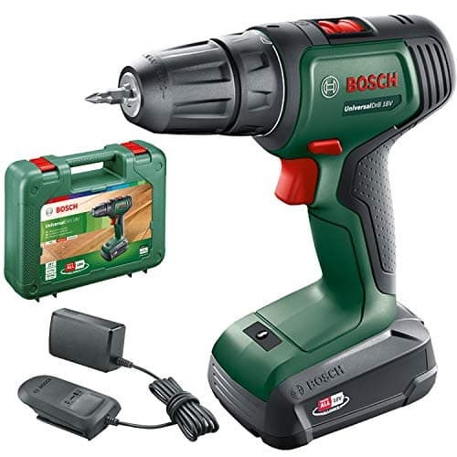 Image of Bosch Home and Garden Cordless Drill UniversalDrill 18V (1 Battery, 18 Volt System, in Carrying case), Black