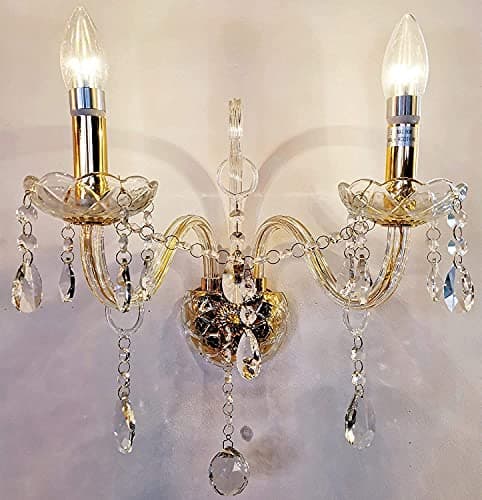 Image of 8005 Genuine K9 Crystal Chandelier Clear Golden 2, 5, 6, 7, 8, 10 Arms (2 Arms Wall Light)