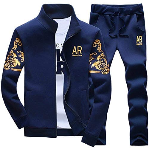 Image of LBL Men’s Tracksuit Set Casual 2 Piece Jogging Sweatsuits Long Sleeve Sweatshirt and tracksuit bottoms Joggers Set Sport Suits W78 Blue M