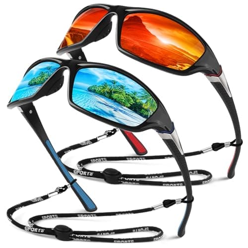 Image of Sunier Polarised Sports Sunglasses for Men Women, Wrap Around Unbreakable Fishing Driving 100% UV400 Protection Sun Glasses