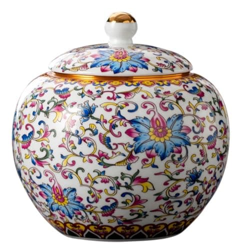 Image of Kichvoe Ceramic Tea Jar Airtight Sealing Container 5.70Oz Small Porcelain Canister for Loose Tea Storage Candy Snacks and Decorative Kitchen Use
