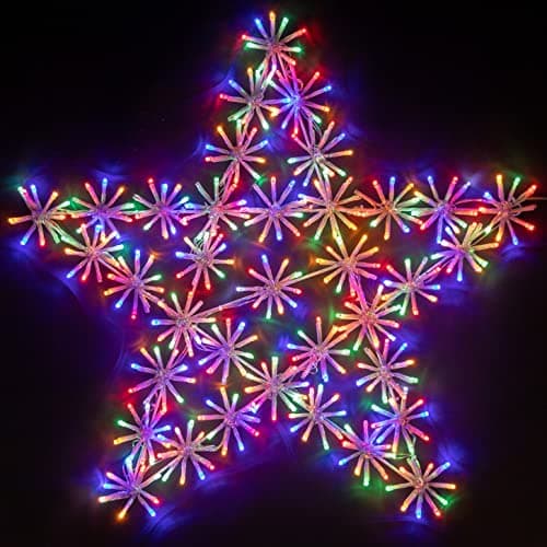 Image of SHATCHI 65Cm Starburst Star Shape Silhouette with 360 Multicolour LEDs Twinkling Micro LED Lights Christmas Display Indoor and Outdoor Window Wall Decorations
